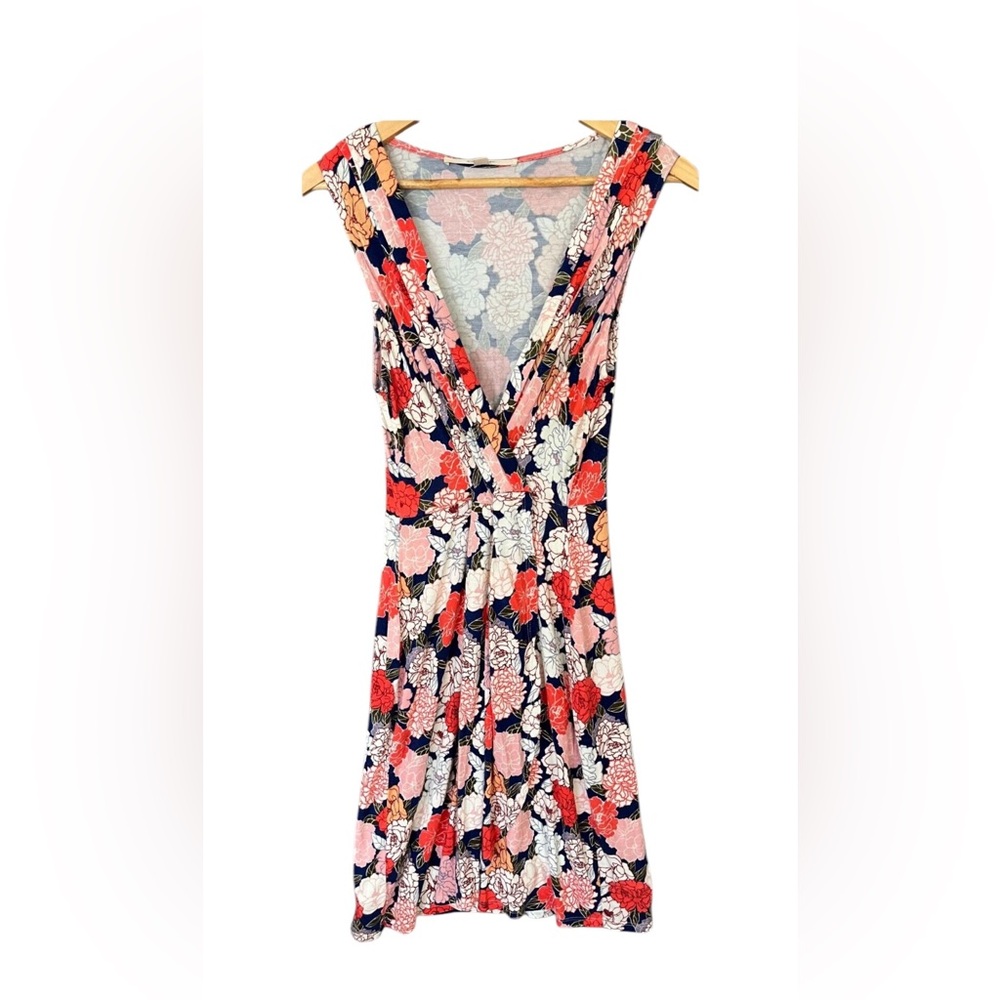 41 Hawthorn M Blue Pink Floral V-Neck Faux
Wrap Sleeveless Dress - Picture 2 of 7
